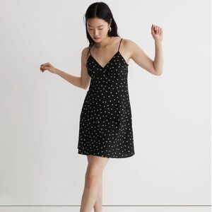 Madewell Layton Mini Slip Dress True Black Polka Dots
